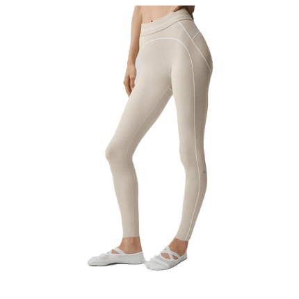 alo Women's 7/8 High-Waist Alosoft Heart Throb Legging Oatmeal Heather/White