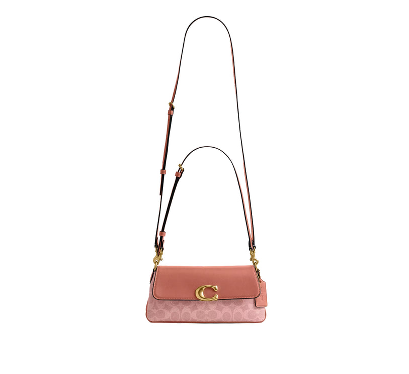 Coach Women's Jet Shoulder Bag In Signature Canvas Brass/Melon Pink