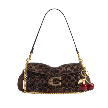 Coach Women's Tabby Shoulder Bag 26 With Crystal Signature Brass/Dark Chocolate