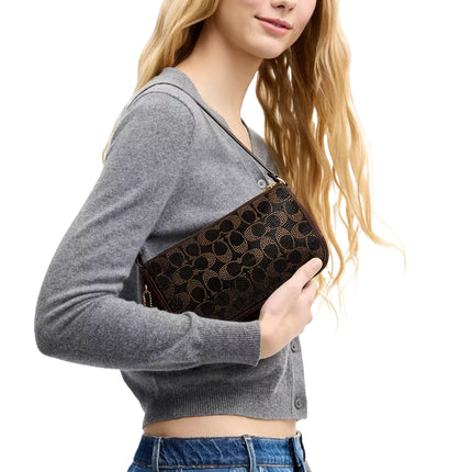 Coach Women's Plaza Bag With Crystal Signature Brass/Dark Chocolate