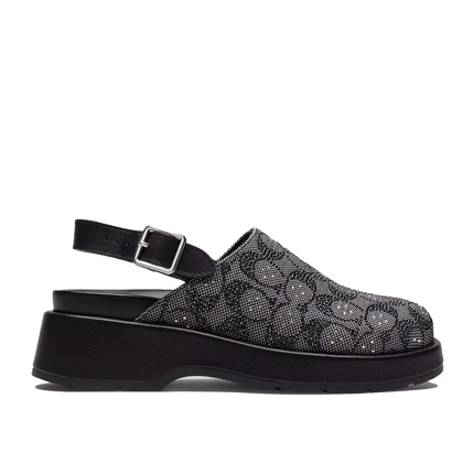 Coach Women's Sculpted C Platform Clog In Crystal Signature Jacquard Black