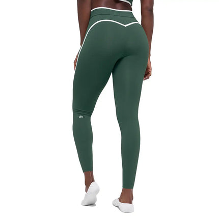alo Women's Airbrush High-Waist Race Pace 7/8 Legging Clover Green/White