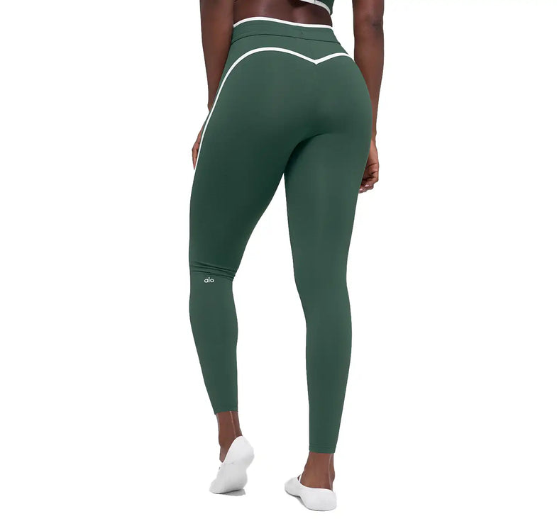 alo Women's Airbrush High-Waist Race Pace 7/8 Legging Clover Green/White