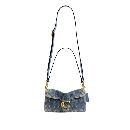 Coach Women's Tabby Shoulder Bag 26 In Regenerative Cotton Denim With Crystal Signature Brass/Denim
