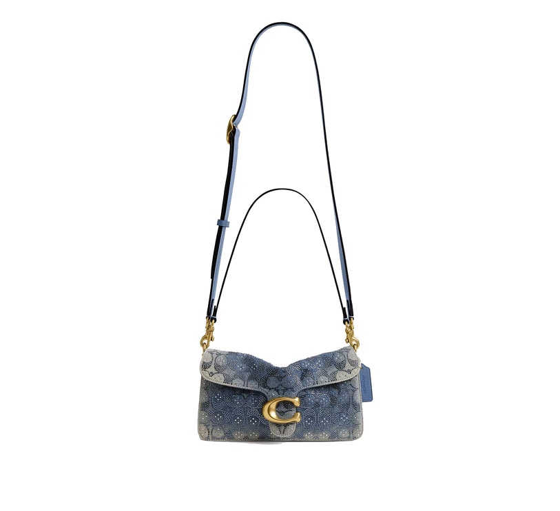 Coach Women's Tabby Shoulder Bag 26 In Regenerative Cotton Denim With Crystal Signature Brass/Denim