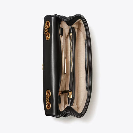 Tory Burch Women's Kira Chevron Convertible Shoulder Bag Black / Rolled Brass