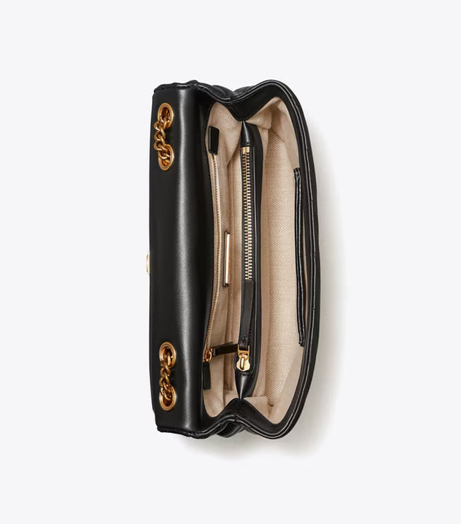 Tory Burch Women's Kira Chevron Convertible Shoulder Bag Black / Rolled Brass