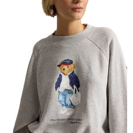 Polo Ralph Lauren Women's Polo Bear Lightweight Fleece Crewneck Light Smoke Heather