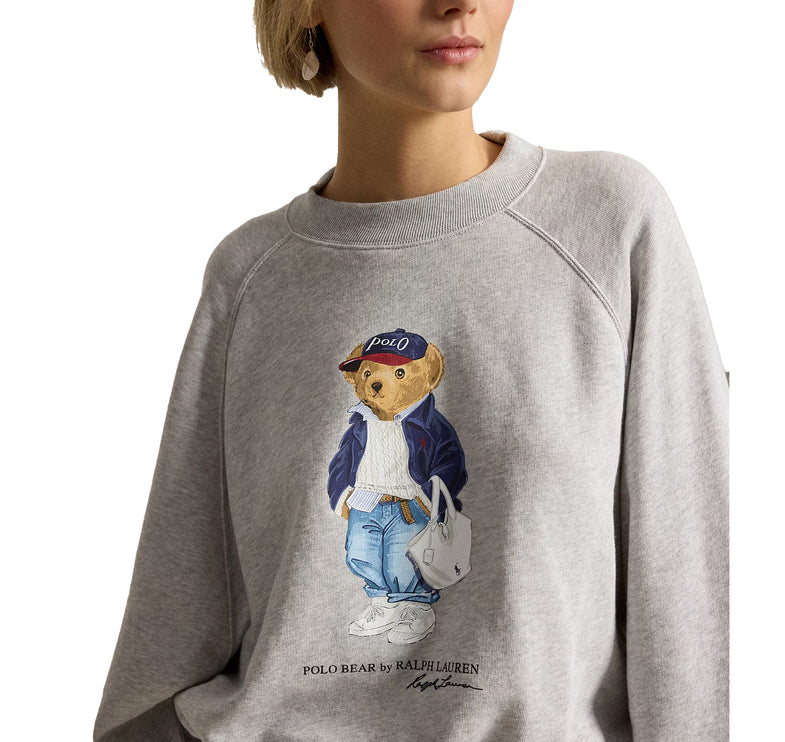 Polo Ralph Lauren Women's Polo Bear Lightweight Fleece Crewneck Light Smoke Heather
