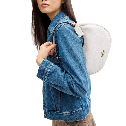 Coach Women's Emily Shoulder Bag In Signature Canvas Gold/White/Chalk