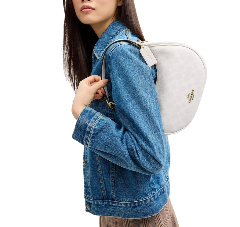 Coach Women's Emily Shoulder Bag In Signature Canvas Gold/White/Chalk