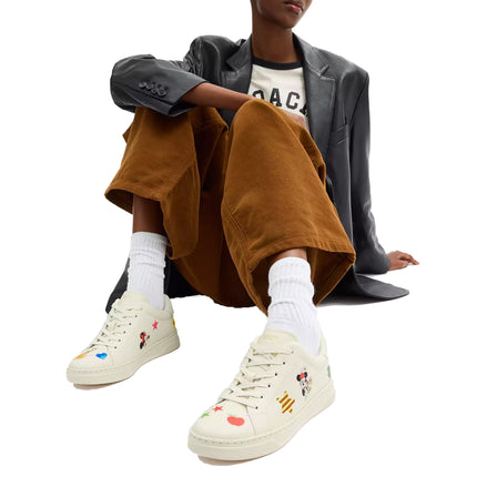 Coach Women's Disney X Coach High Line Sneaker With Sticker Print Chalk Multi