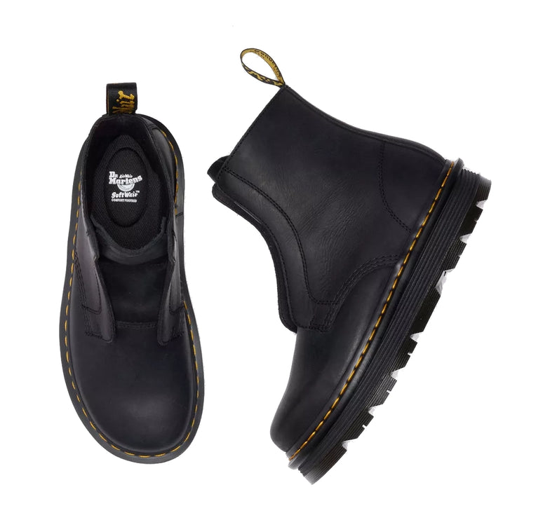 Dr. Martens Unisex Zebzag Laceless Slip On Leather Boots Black