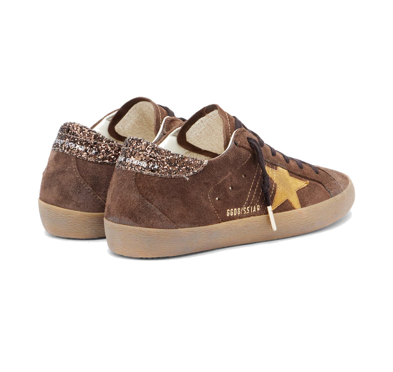 Golden Goose Women's Super Star Glitter with Suede Star Brown