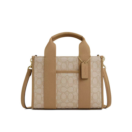 Coach Women's Smith Tote Bag 24 In Signature Jacquard Gold/Light Khaki Multi