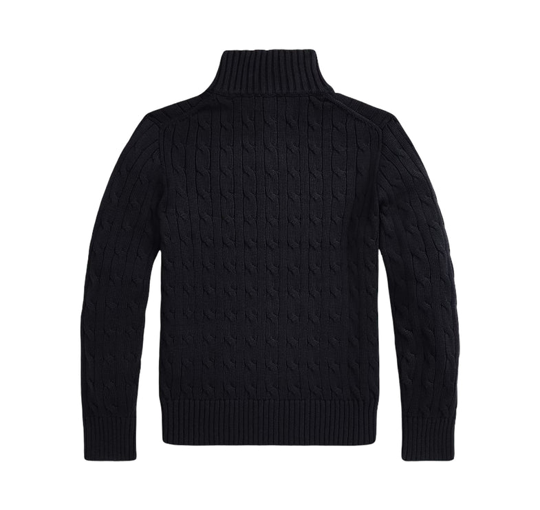 Polo Ralph Lauren Boy's Cable-Knit Cotton Quarter-Zip Sweater RL Navy