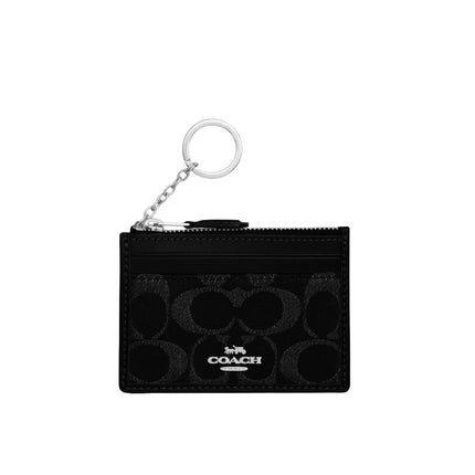 Coach Women's Mini Skinny Id Case In Signature Denim Silver/Black