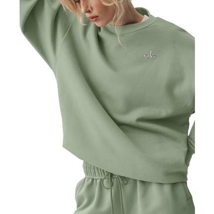 alo Women's Accolade Crew Neck Pullover Dune Grass