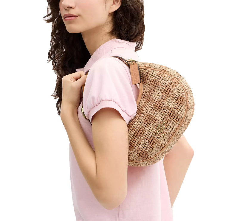 Coach Women's Emily Shoulder Bag With Gingham Print Gold/Tan