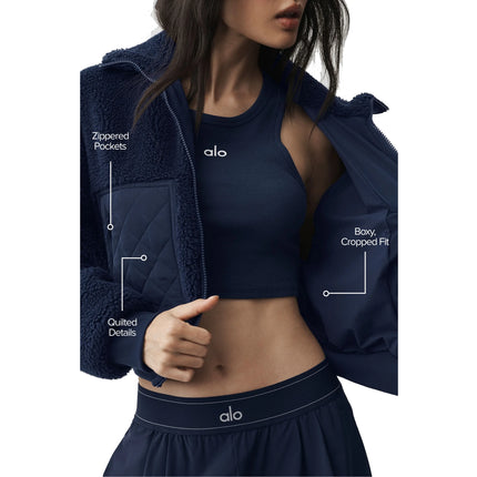 alo Women's Sherpa Edge Bomber Navy