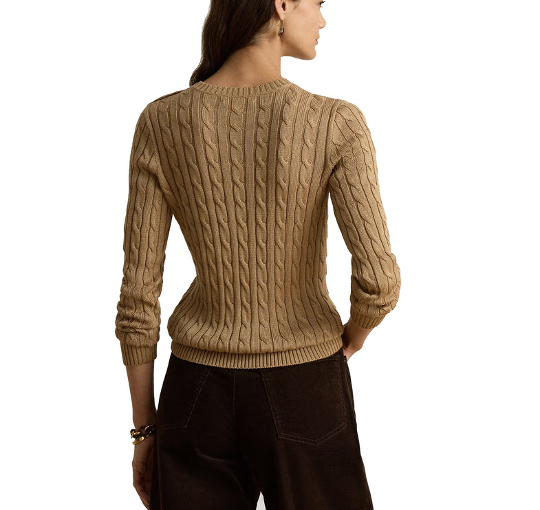 Polo Ralph Lauren Women's Button-Trim Cable-Knit Sweater Lauren Camel