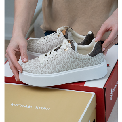 Michael Kors Women's Romey Two Tone Logo Platform Sneaker Vanilla