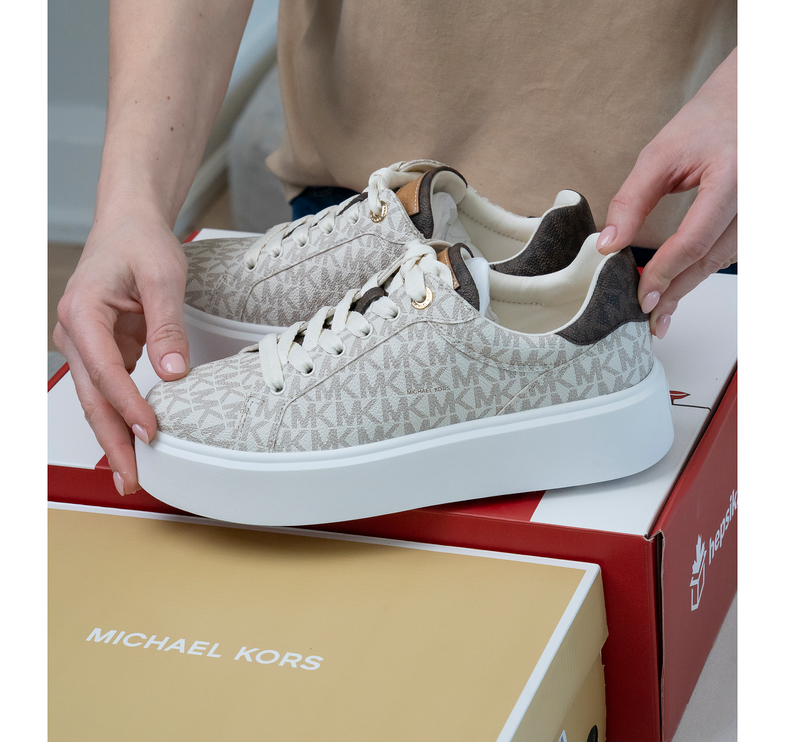 Michael Kors Women's Romey Two Tone Logo Platform Sneaker Vanilla