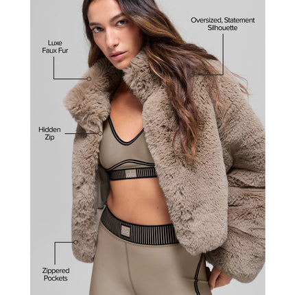 alo Women's Faux Fur Allure Jacket Oat