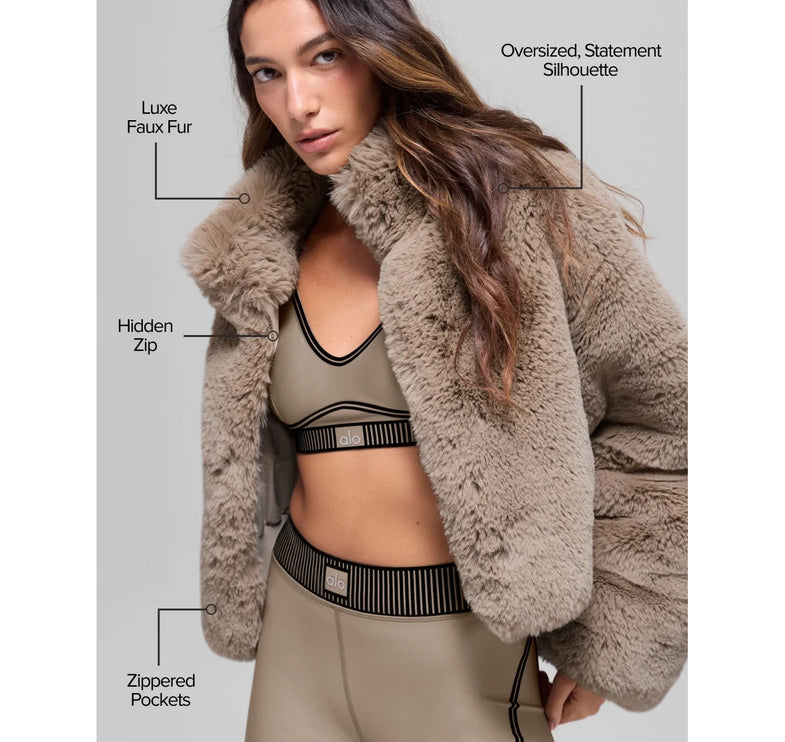 alo Women's Faux Fur Allure Jacket Oat