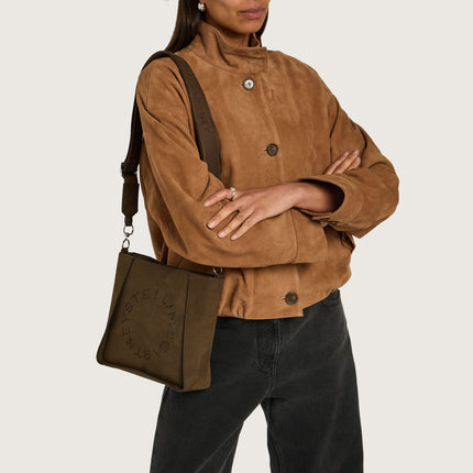 Stella McCartney Women's Logo Suede Crossbody Bag Mocha