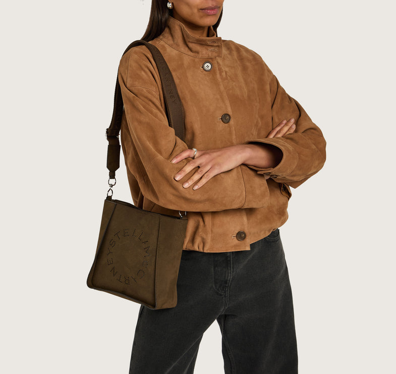 Stella McCartney Women's Logo Suede Crossbody Bag Mocha
