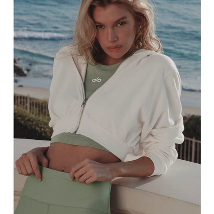 alo Women's Sweet Escape Zip Up Hoodie Ivory