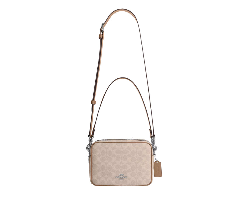 Coach Women's Carey Crossbody Bag In Signature Canvas Silver/Sand/Taupe