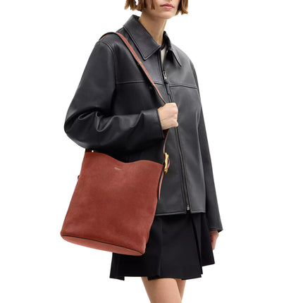 Coach Women's Bleecker Bucket Bag Suede/Brass/Clay