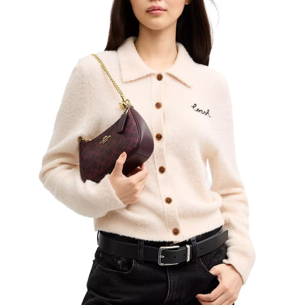 Coach Women's Teri Mini Crossbody Bag In Signature Canvas Gold/Black Currant