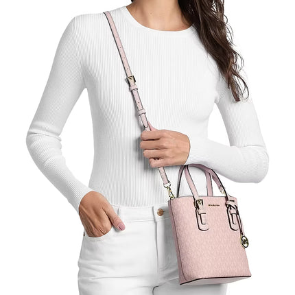 Michael Kors Women's Voyager Extra-Small Signature Logo Convertible Crossbody Bag Powder Blush