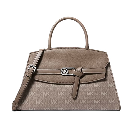 Michael Kors Women's Greta Medium Signature Logo Satchel Bag Mushroom