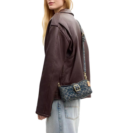 Coach Women's Abbie Shoulder Bag In Signature Regenerative Cotton Denim Gold/Denim