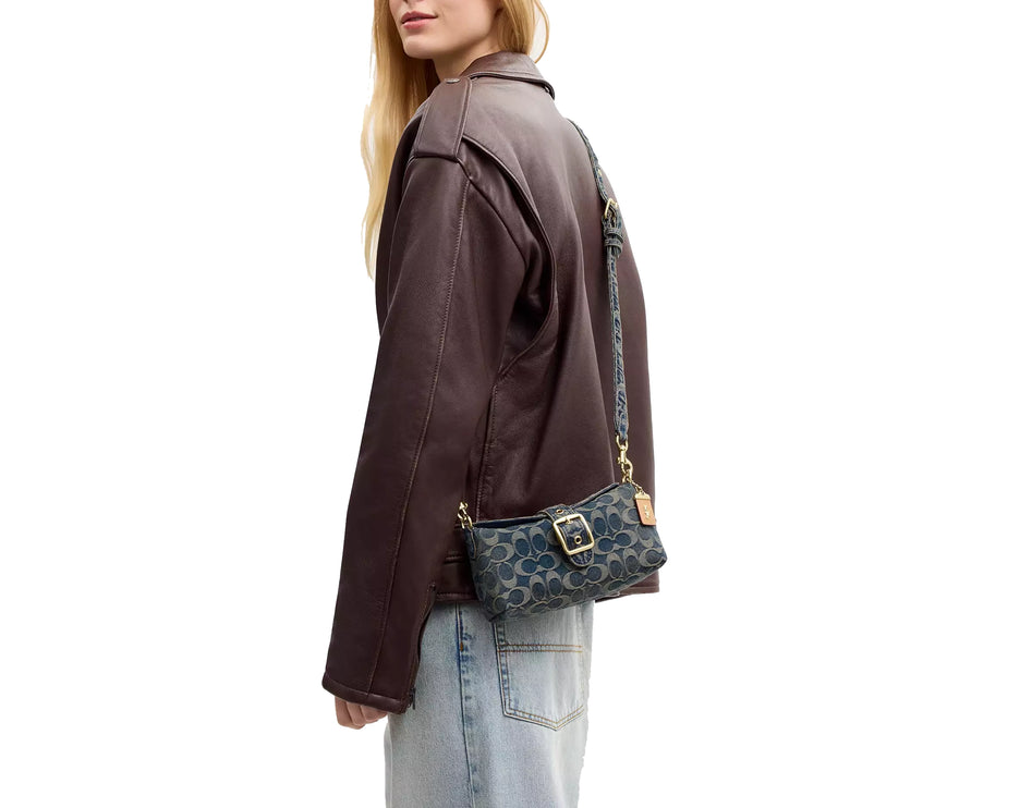 Coach Women's Abbie Shoulder Bag In Signature Regenerative Cotton Denim Gold/Denim