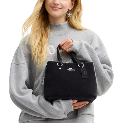 Coach Women's Station Carryall Bag Suede/Silver/Black