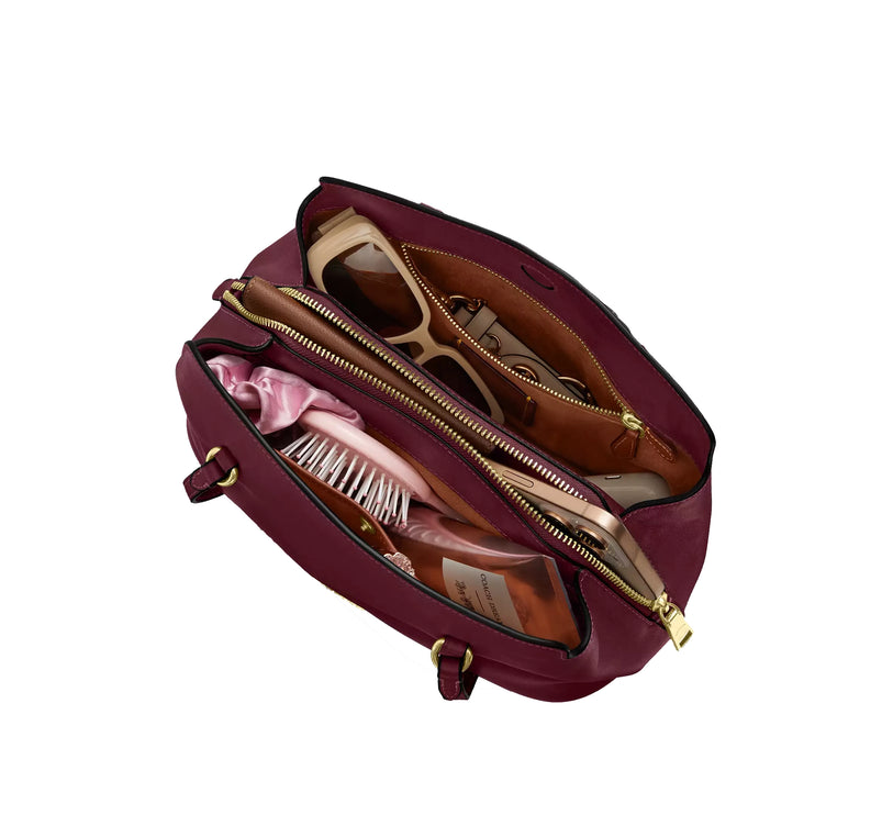 Coach Women's Elise Shoulder Bag Gold/Dark Cherry