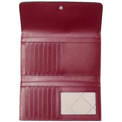 Michael Kors Women's Jet Set Travel Signature Logo Tri-Fold Wallet Maroon