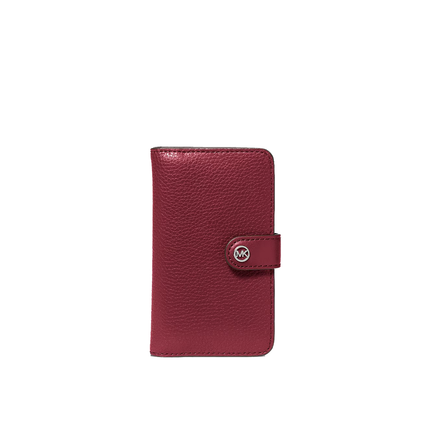 Michael Kors Women's Jet Set Travel Medium Pebbled Leather Wallet Maroon