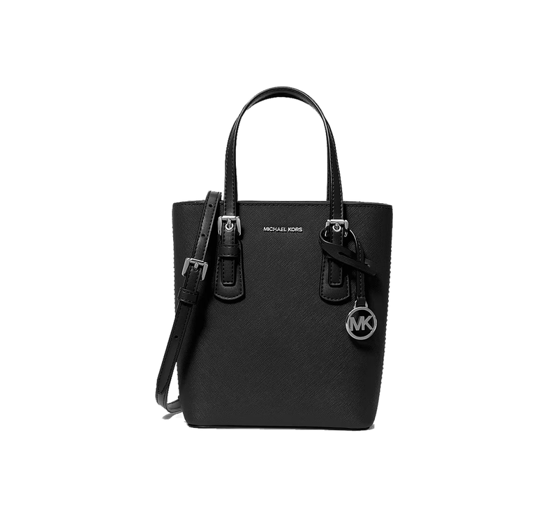 Michael Kors Women's Voyager Extra-Small Leather Convertible Crossbody Bag Black/Silver