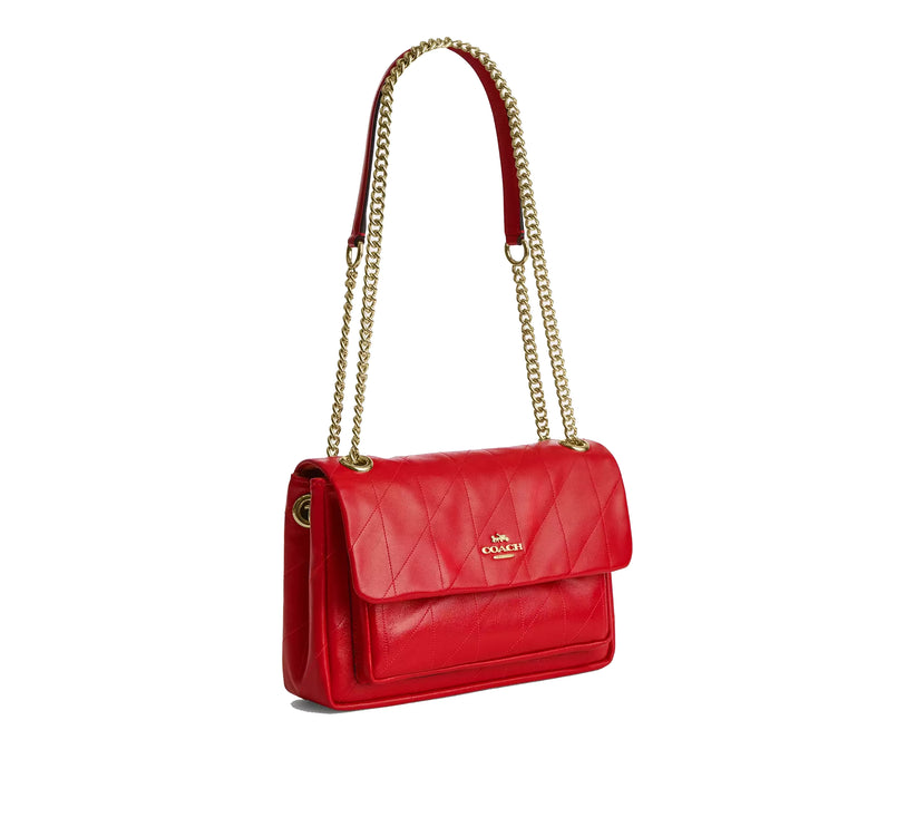 Coach Women's Elodie Crossbody Bag 24 With Quilting Gold/Candy Apple