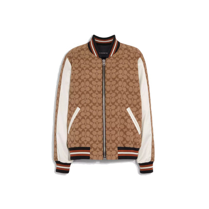 COACH Women's Signature Souvenir Jacket Khaki Multi