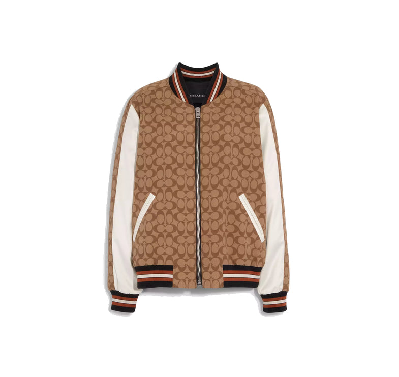 COACH Women's Signature Souvenir Jacket Khaki Multi