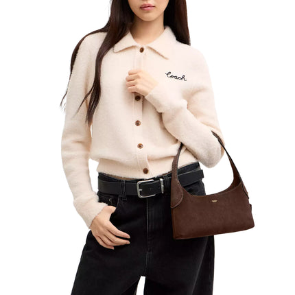 Coach Women's Brooklyn Shoulder Bag 26 Suede/Brass/Dark Chocolate