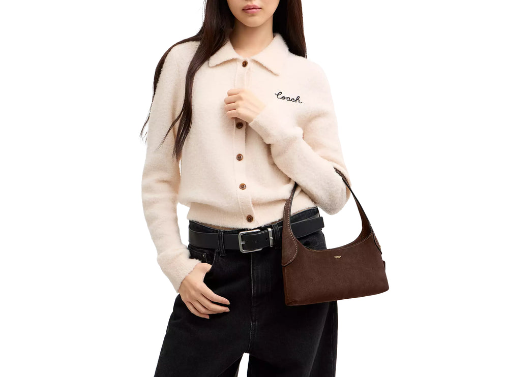 Coach Women's Brooklyn Shoulder Bag 26 Suede/Brass/Dark Chocolate