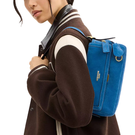 Coach Women's Etta Small Flap Shoulder Bag Gold/Blue Jay